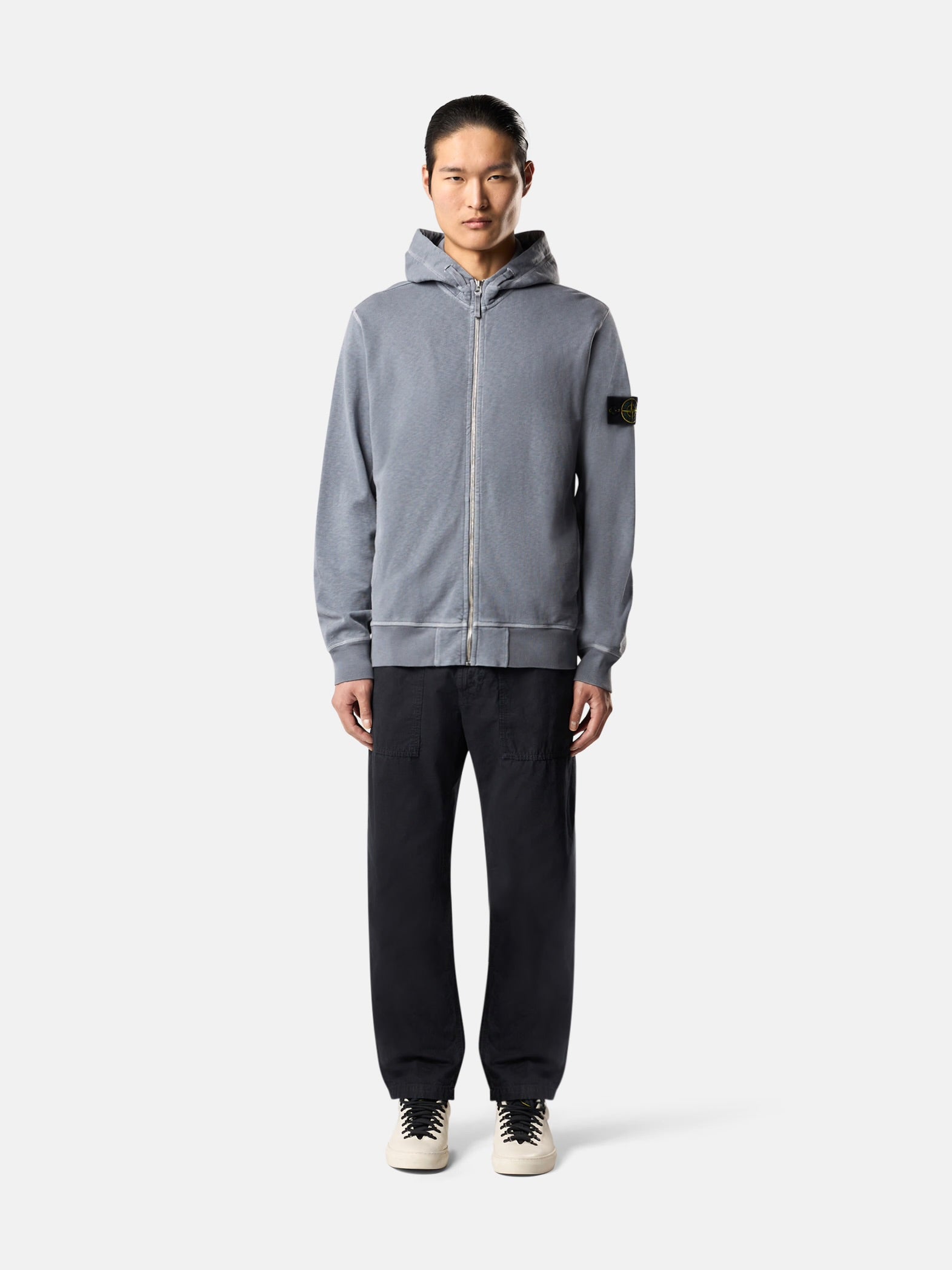 Stone Island Zip Up Hooded Jacket “Avio Blue”