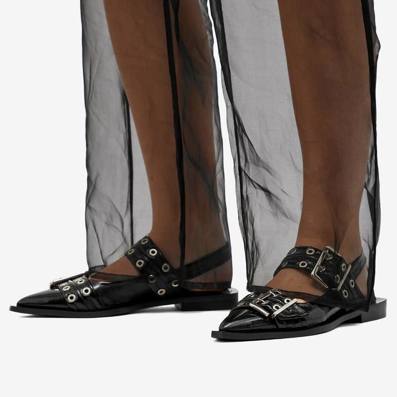 GANNI Feminine Buckle Ballerinas “Black”