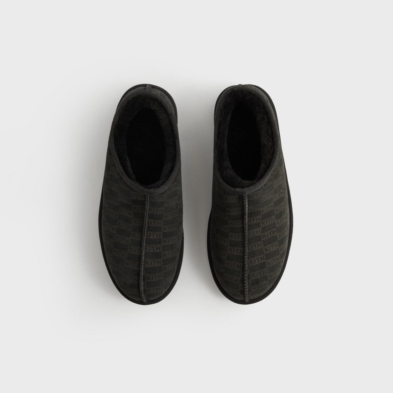 Kith Monogram Shearling Slippers “Black”