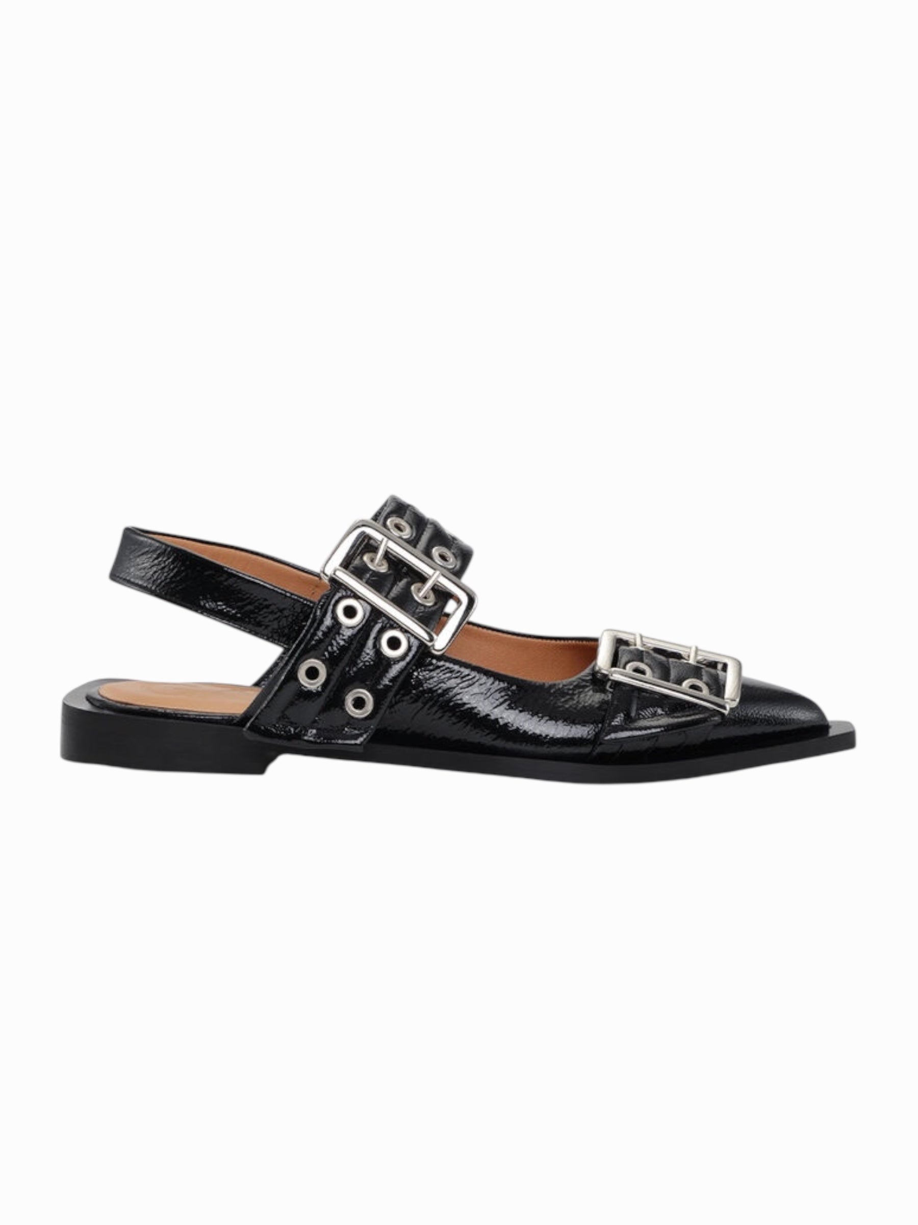 GANNI Feminine Buckle Ballerinas “Black”