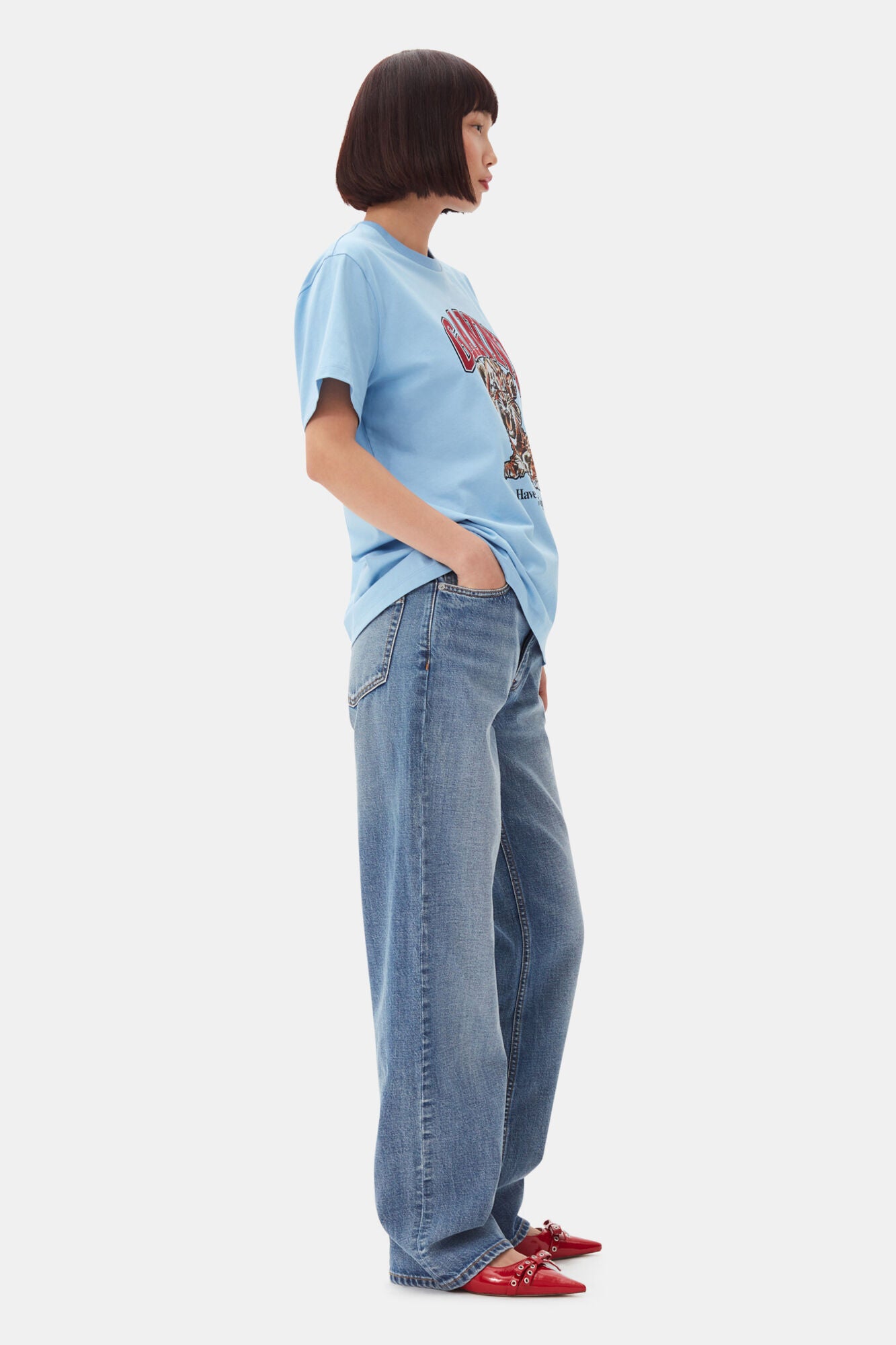 Ganni T Shirt “Blue Tiger”