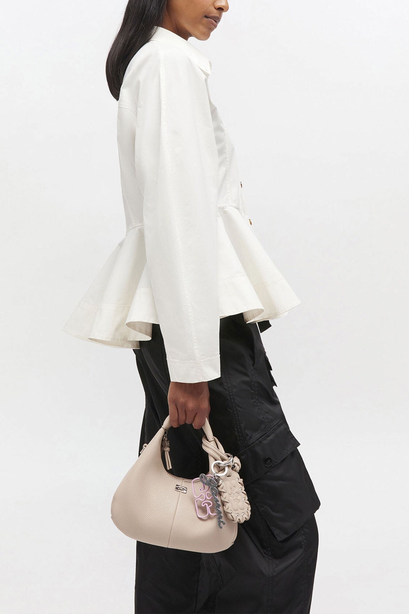 Ganni Bag Mini Hobo “Light Grey"