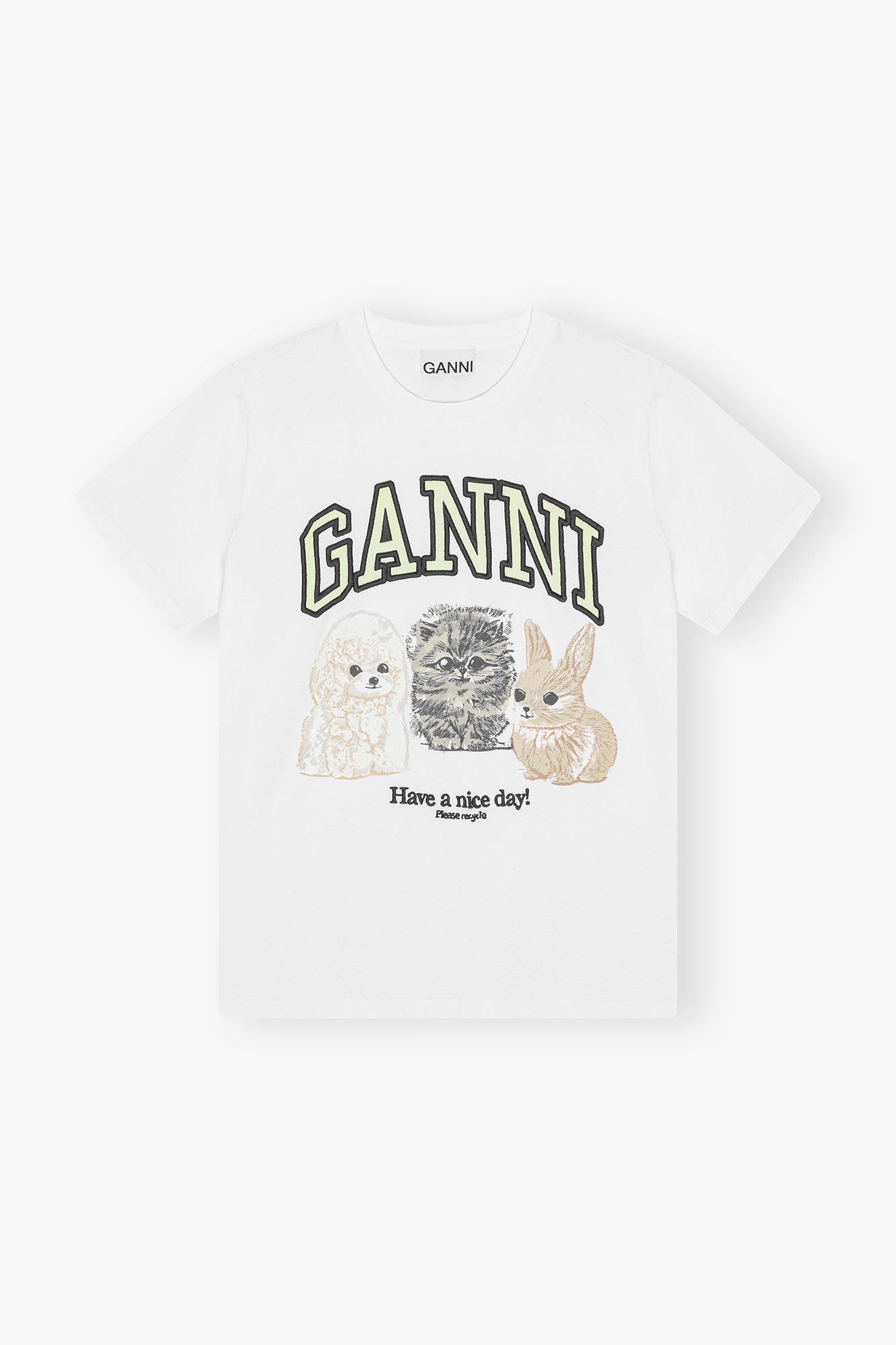 Ganni T Shirt “White Animal Print”