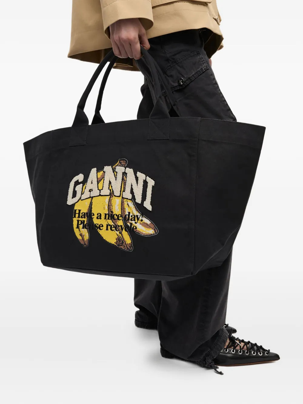 Ganni Bag “Black XXL Banana Print Tote”