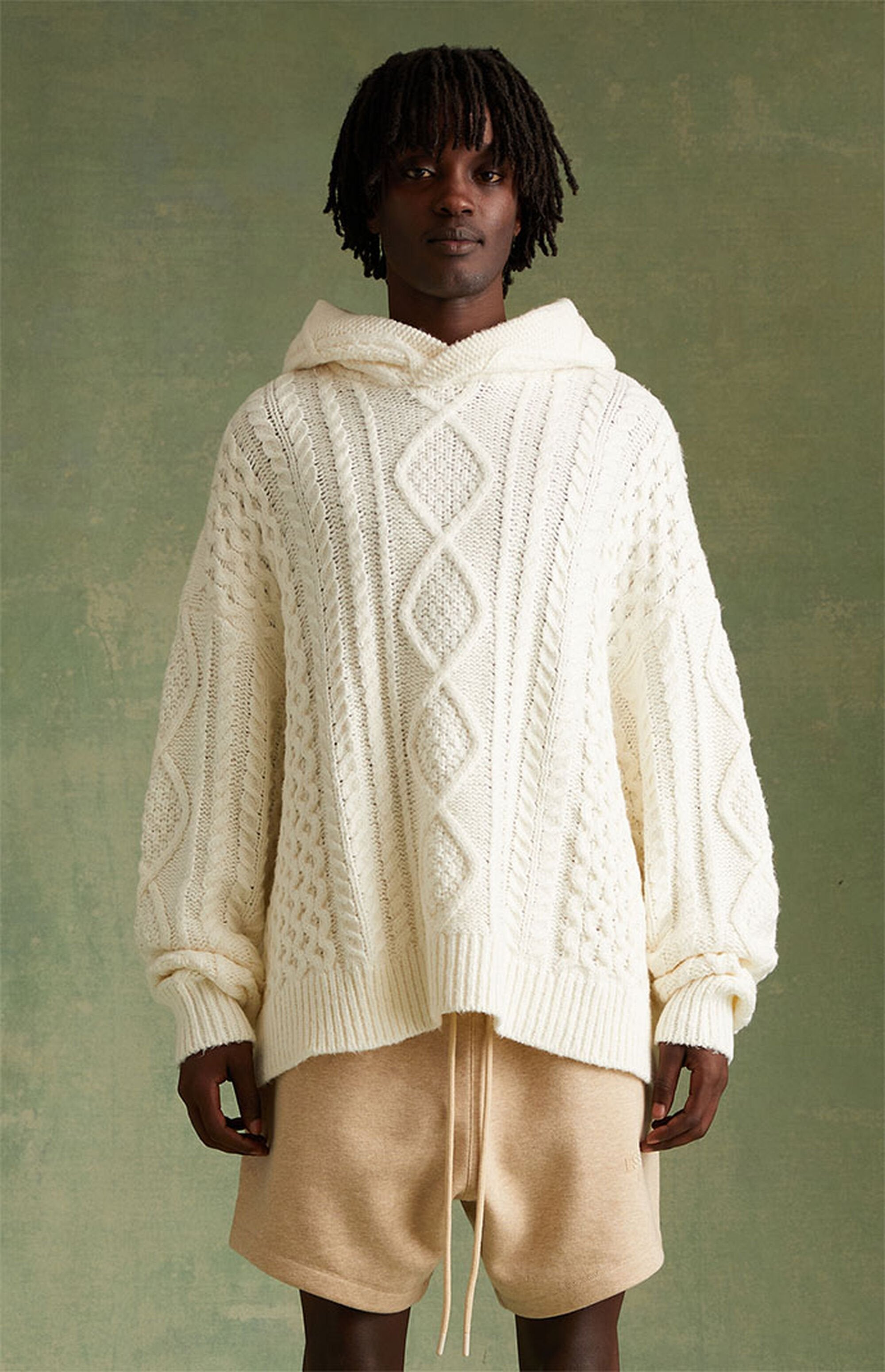 Essentials Knit Hoodie Cable “Cloud Dancer” (FW23)