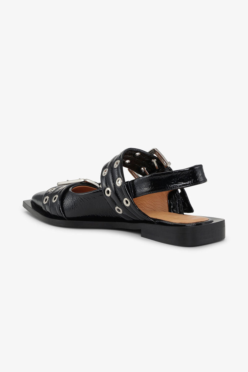 GANNI Feminine Buckle Ballerinas “Black”