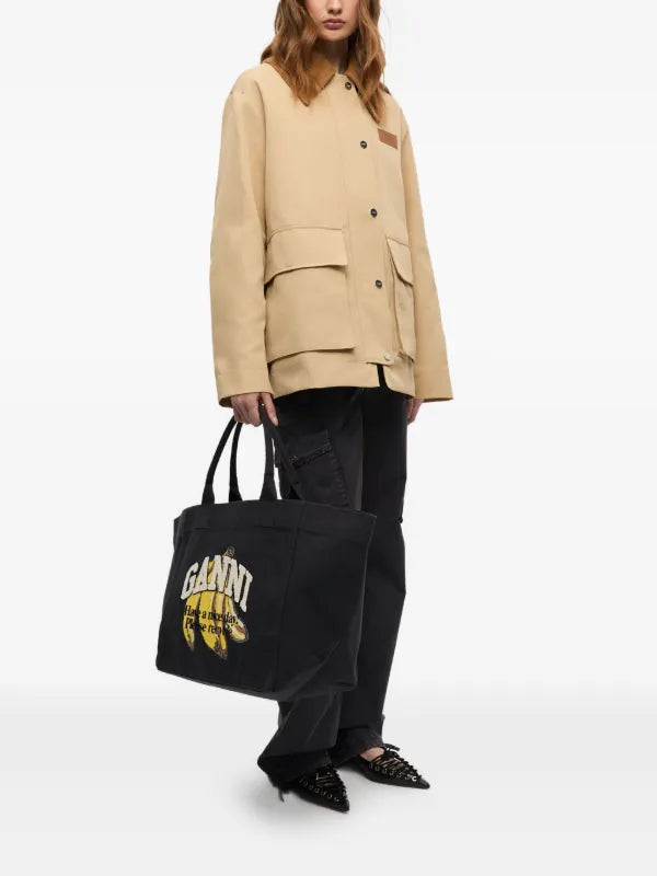 Ganni Bag “Black XXL Banana Print Tote”