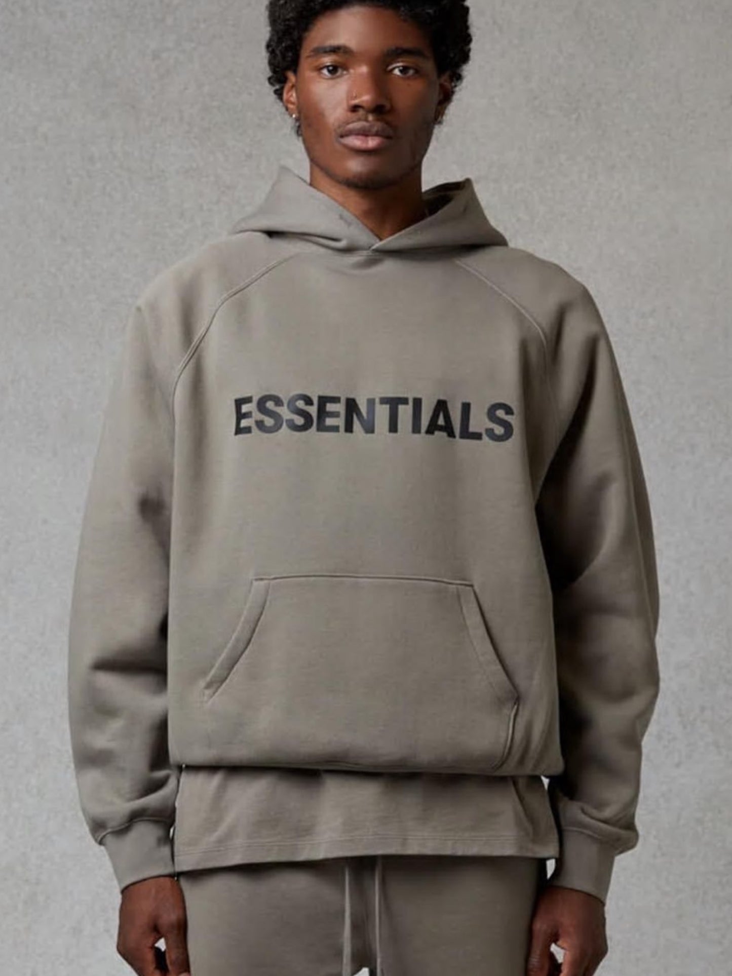 Essentials Hoodie Appliqué Logo “Cement”