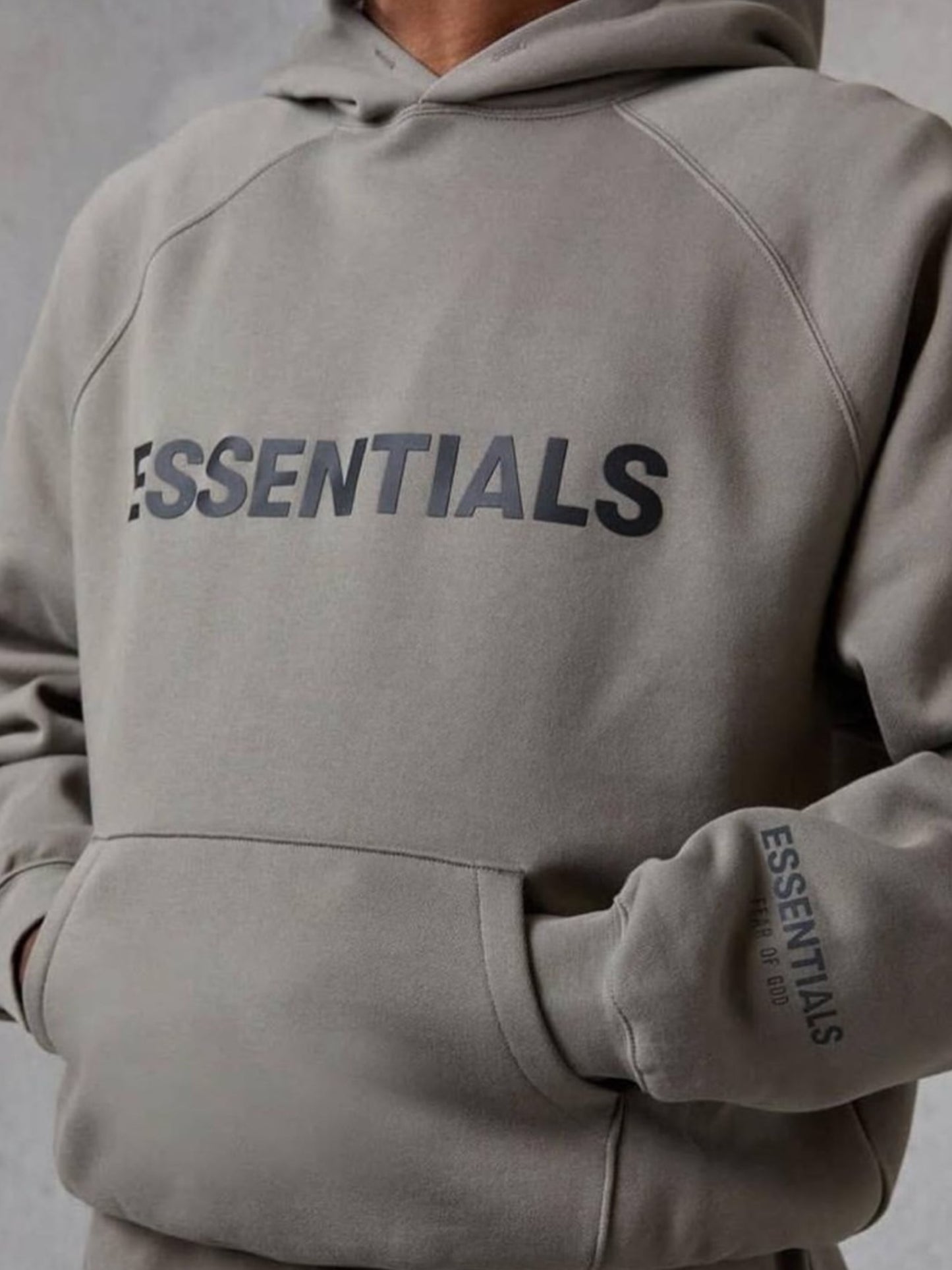 Essentials Hoodie Appliqué Logo “Cement”