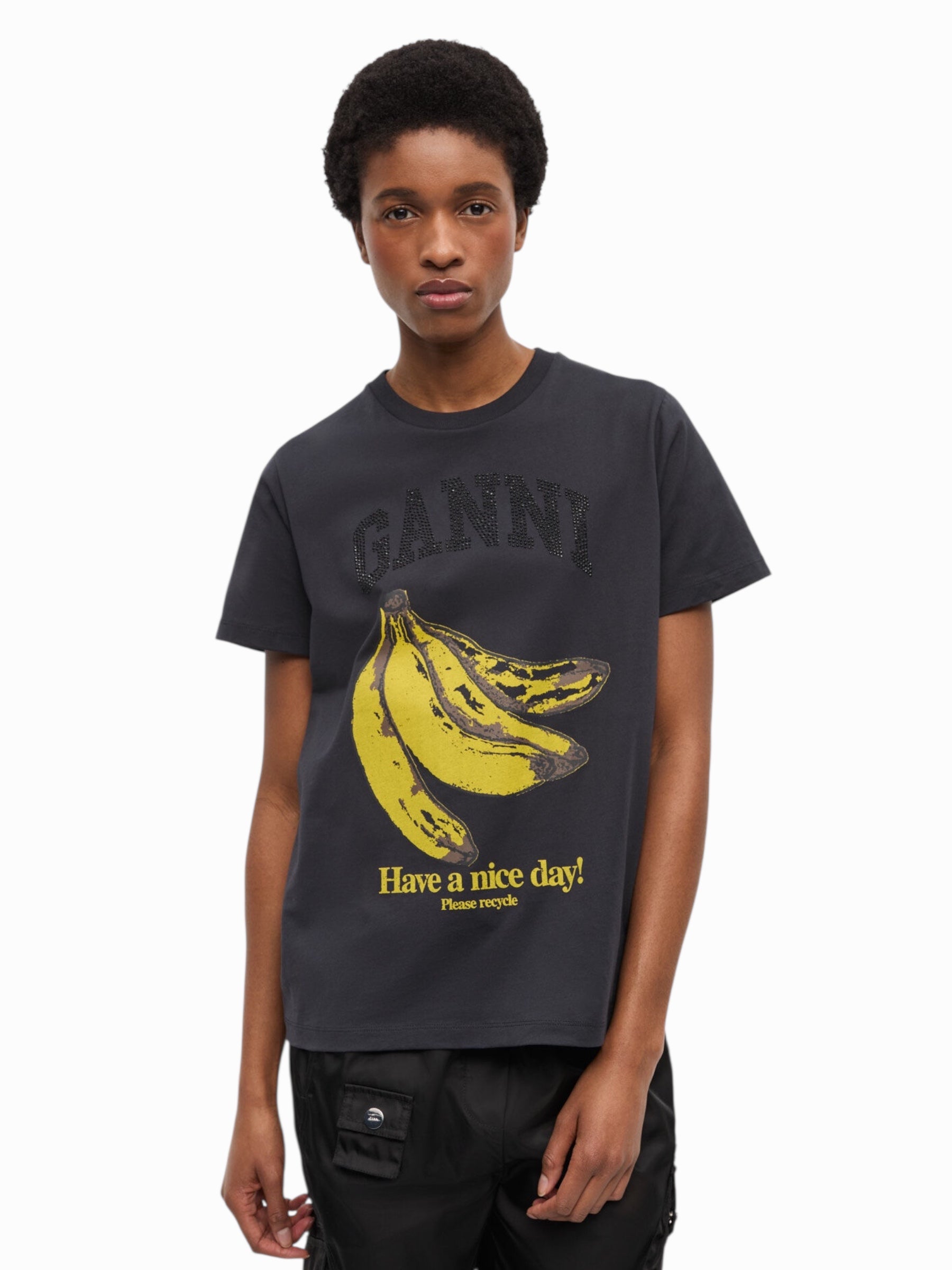 Ganni T Shirt “Black Banana Graphic”