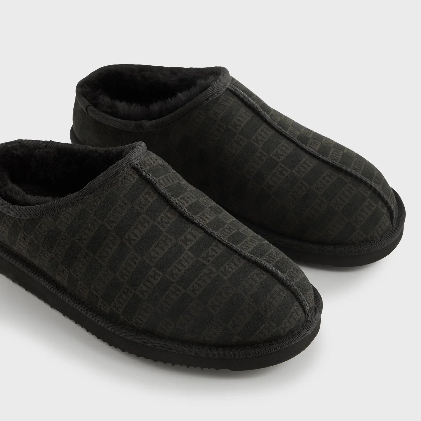 Kith Monogram Shearling Slippers “Black”