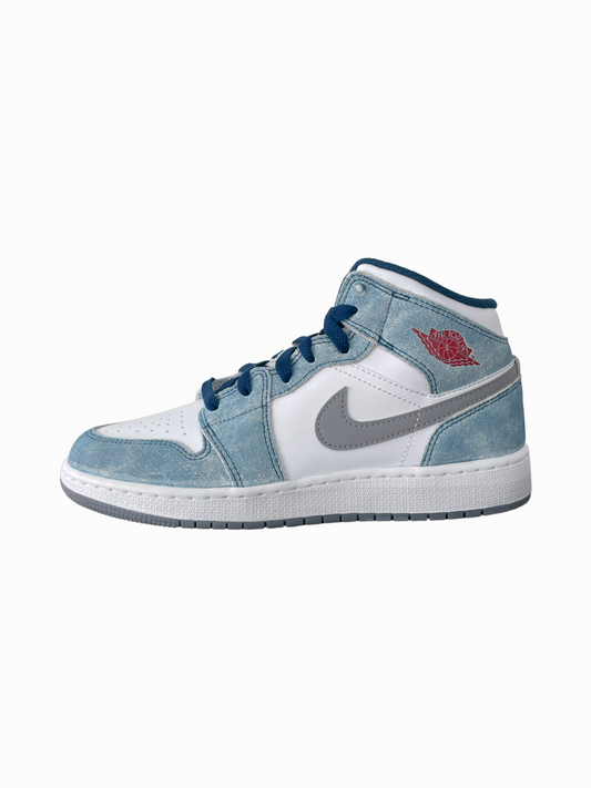 Jordan 1 Mid “French Blue Light Steel” (GS)